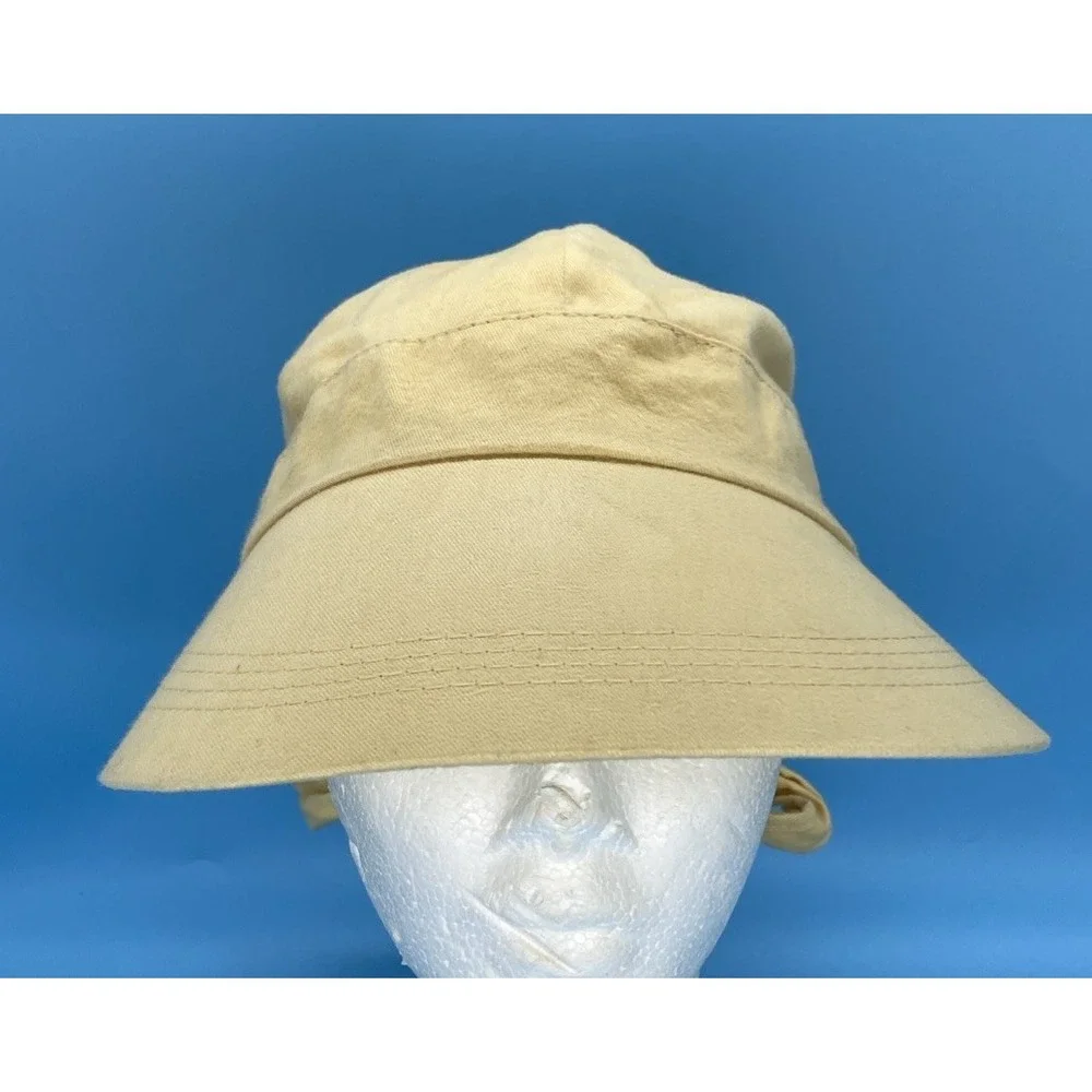 SCALA COLLEZIONE Women's Ohana Cotton Facesaver Sun Hat Pale Yellow Back Bow